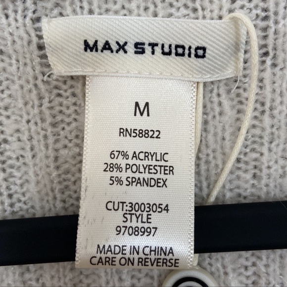NWT Max Studio | Knit Sweater Faux Wrap-Bishop Sleeve in Ivory M - Picture 10 of 11